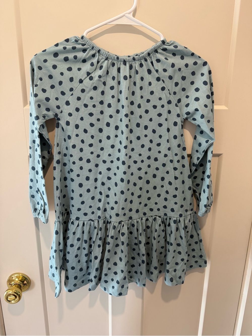 Hanna Andersson Light Blue Dress Top with Navy Polka Dots